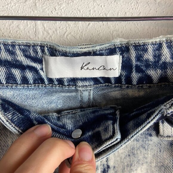 Kancan Jean Shorts Size Large High Rise Light Acid Wash Frayed Festival Grunge - Picture 4 of 6